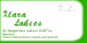 klara lakics business card